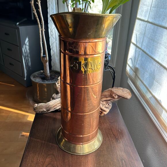 Vintage Copper 5-KAN Coal Scuttle Bucket Umbrella Stand - Picture 1 of 10